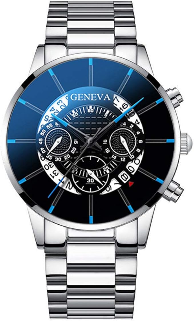 Amazon Geneva Black Dial Calendar Quartz Watch For Men Silver amazon-geneva-black-dial-calendar-quartz-watch-for-men-silver