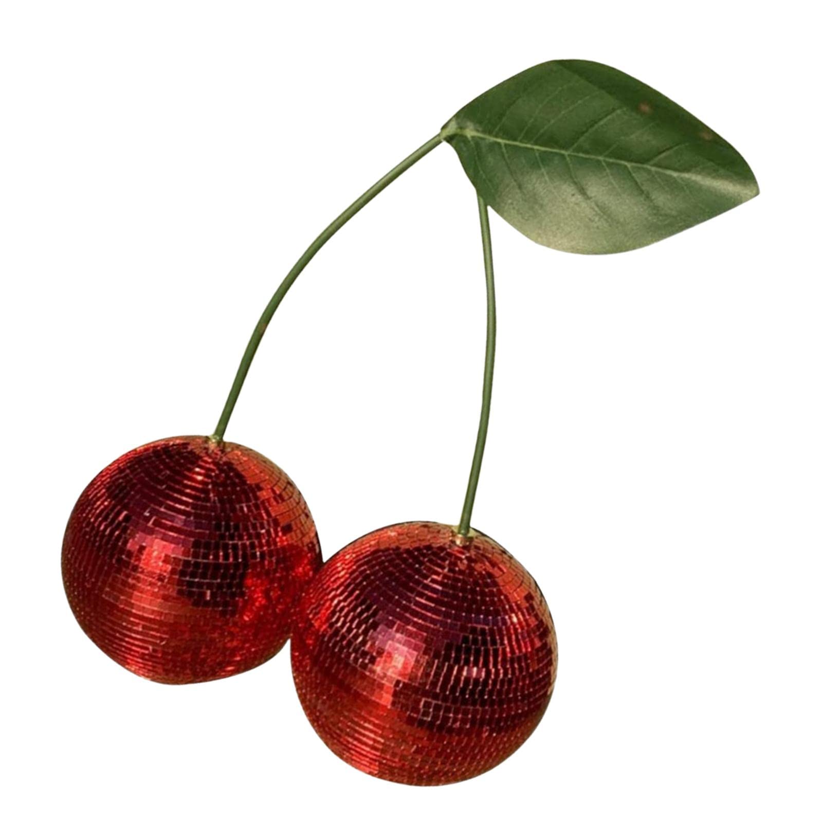 SANZH Cherry Disco Ball Decor | Elegant Glass Mirror Ball Decoration | Stylish Glass Mirror Ball Reflective Decorative Ornaments Perfect for DJ Club Stage Bar Sanzh, Red Double Ball