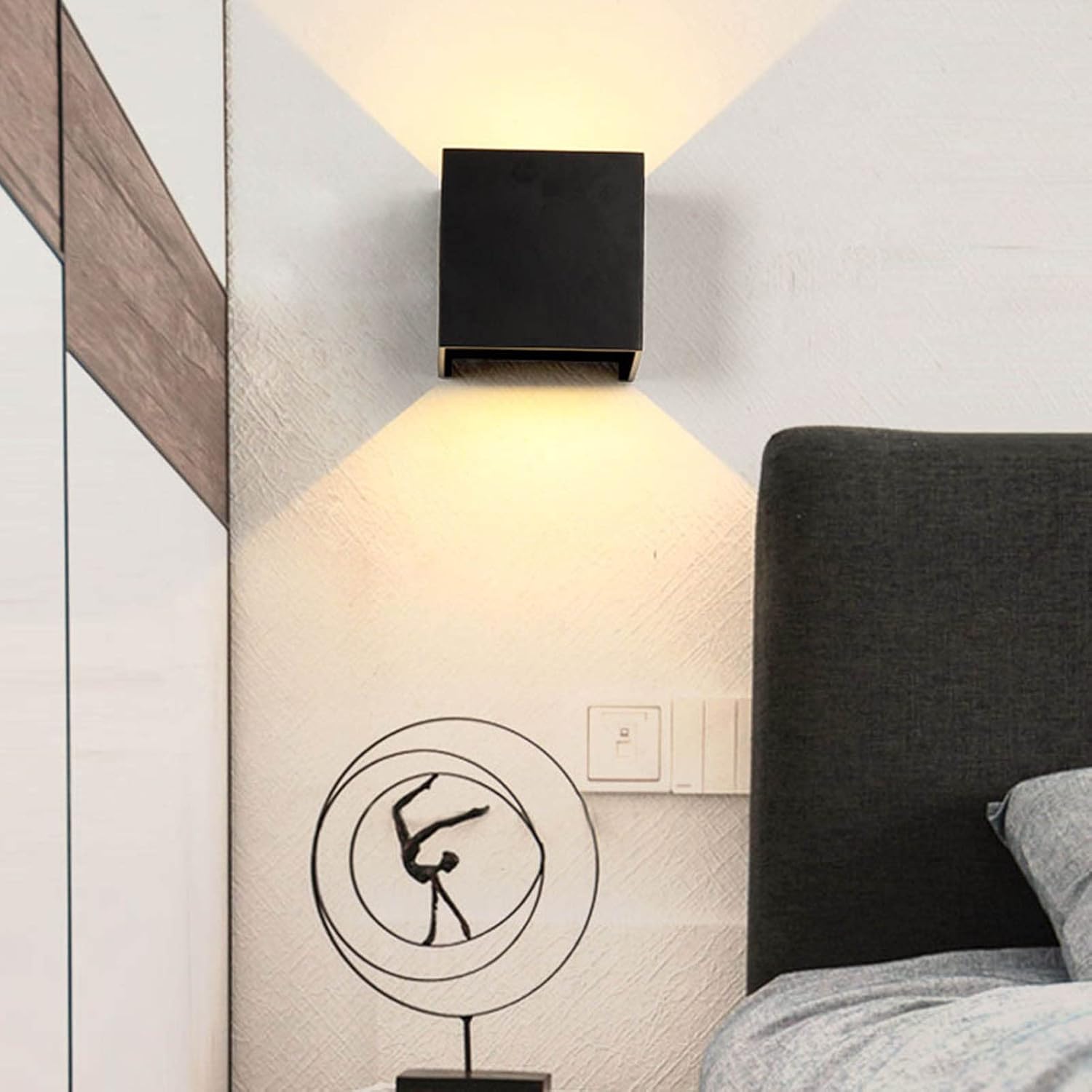 LED Square up and Down Light, Up and Down Outdoor Wall Lights Fixture Aluminum Hardwired Square Modern Wall Sconce for Home