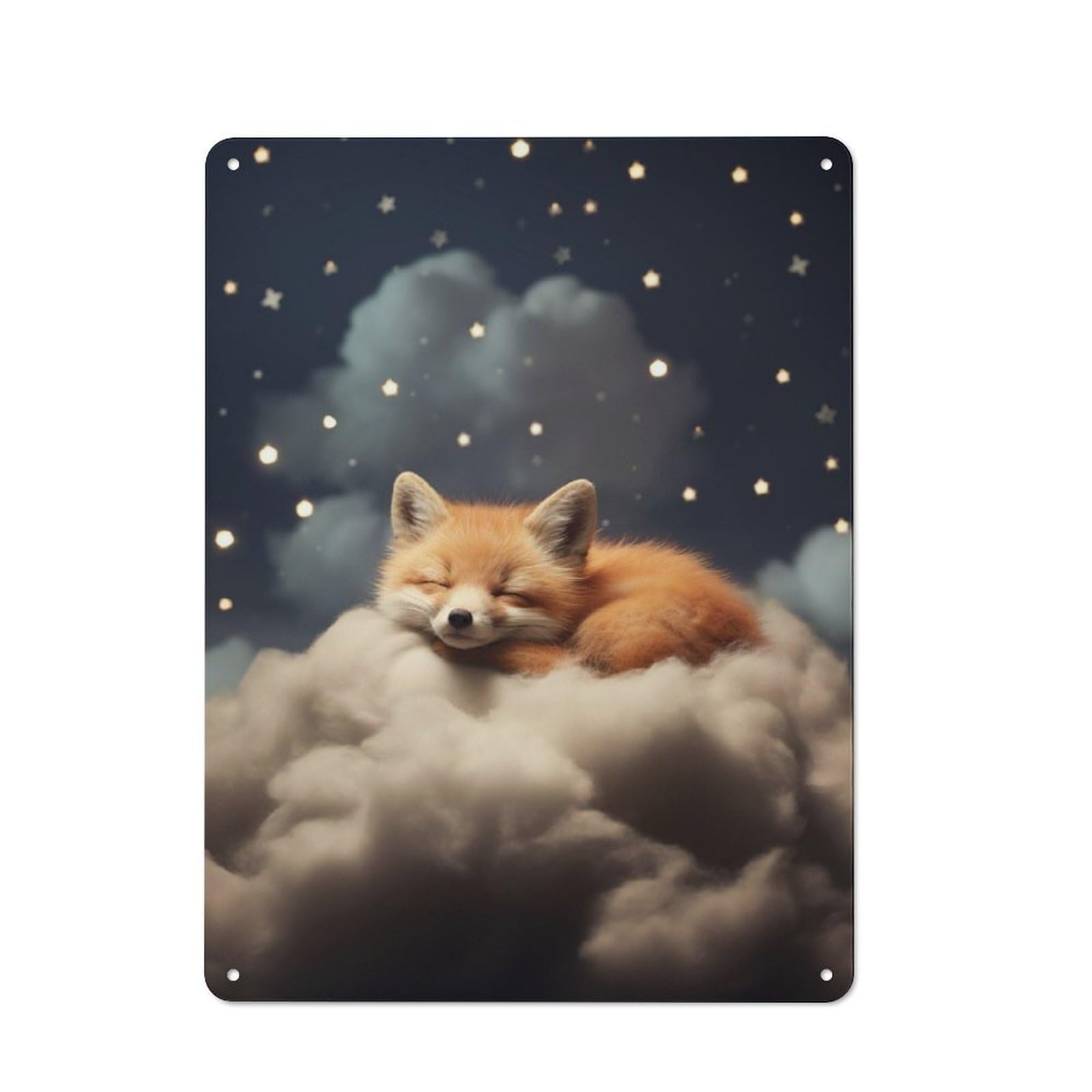Junmoney Sleeping Red Fox Metal Sign 40X30cm With For Workshop Wall, Rustic Decor, For Collectors Decorating Workshops And Hobby Rooms