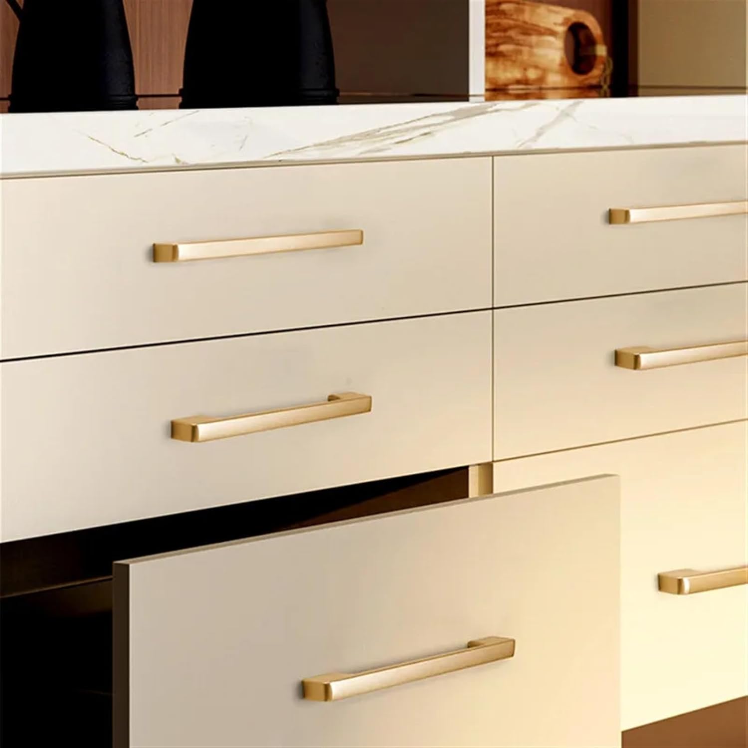 Kitchen Cabinet Door Handles Matte Gold Aluminum Alloy Drawer Knobs Pulls Furniture Handle Hardware 2Pcs(9013-96mm)