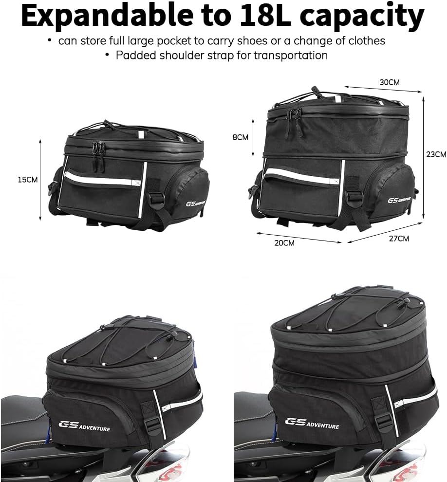 Motorcycle Tour Pack Touring Travel-Paks Rear Rack Waterproof Bag 18L-20L