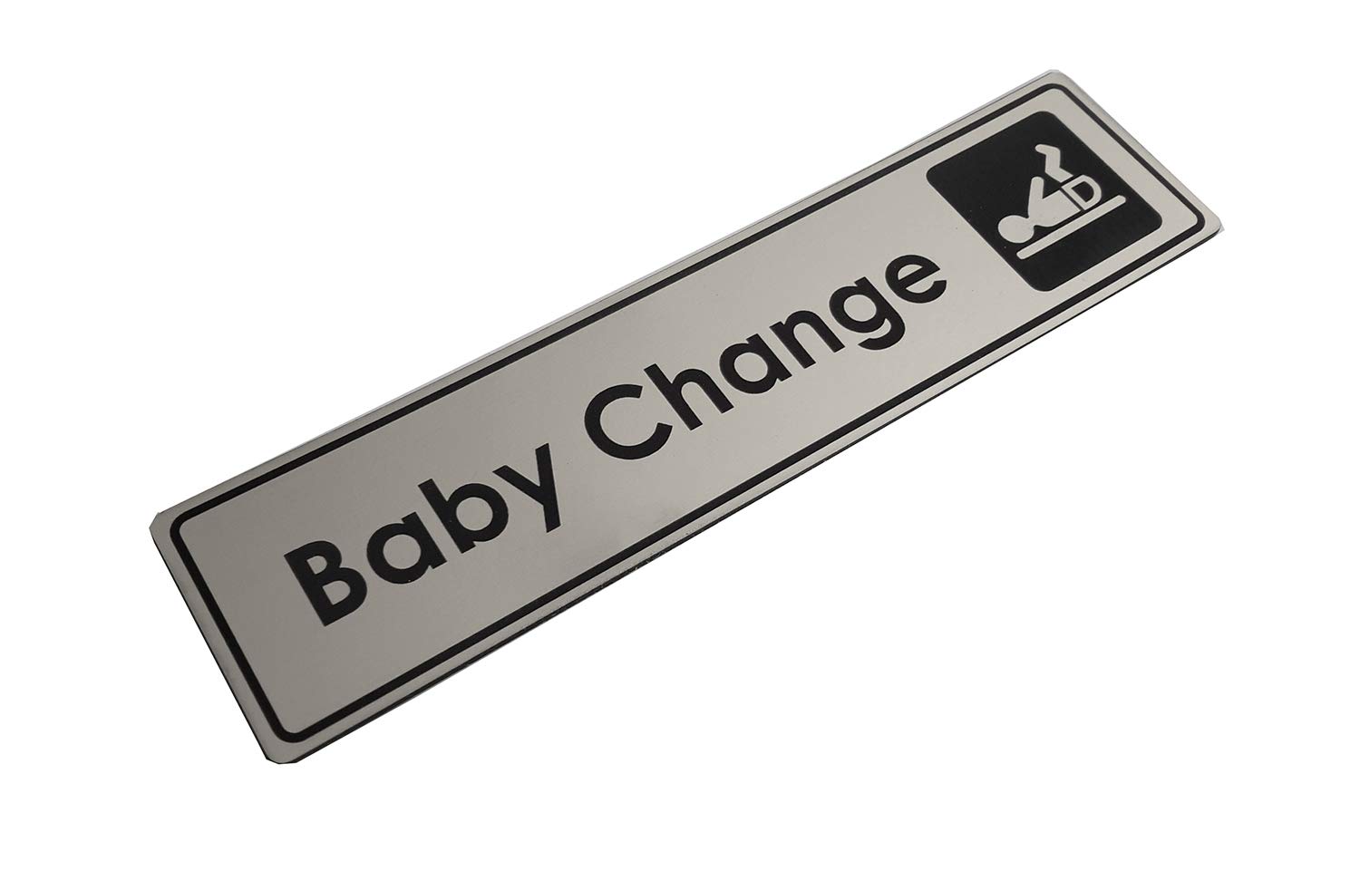 SILVER Baby Change Door Sign for Business Restaurants, Bars, Cafe, Hotels, 5cm x 19.5cm - Image 2