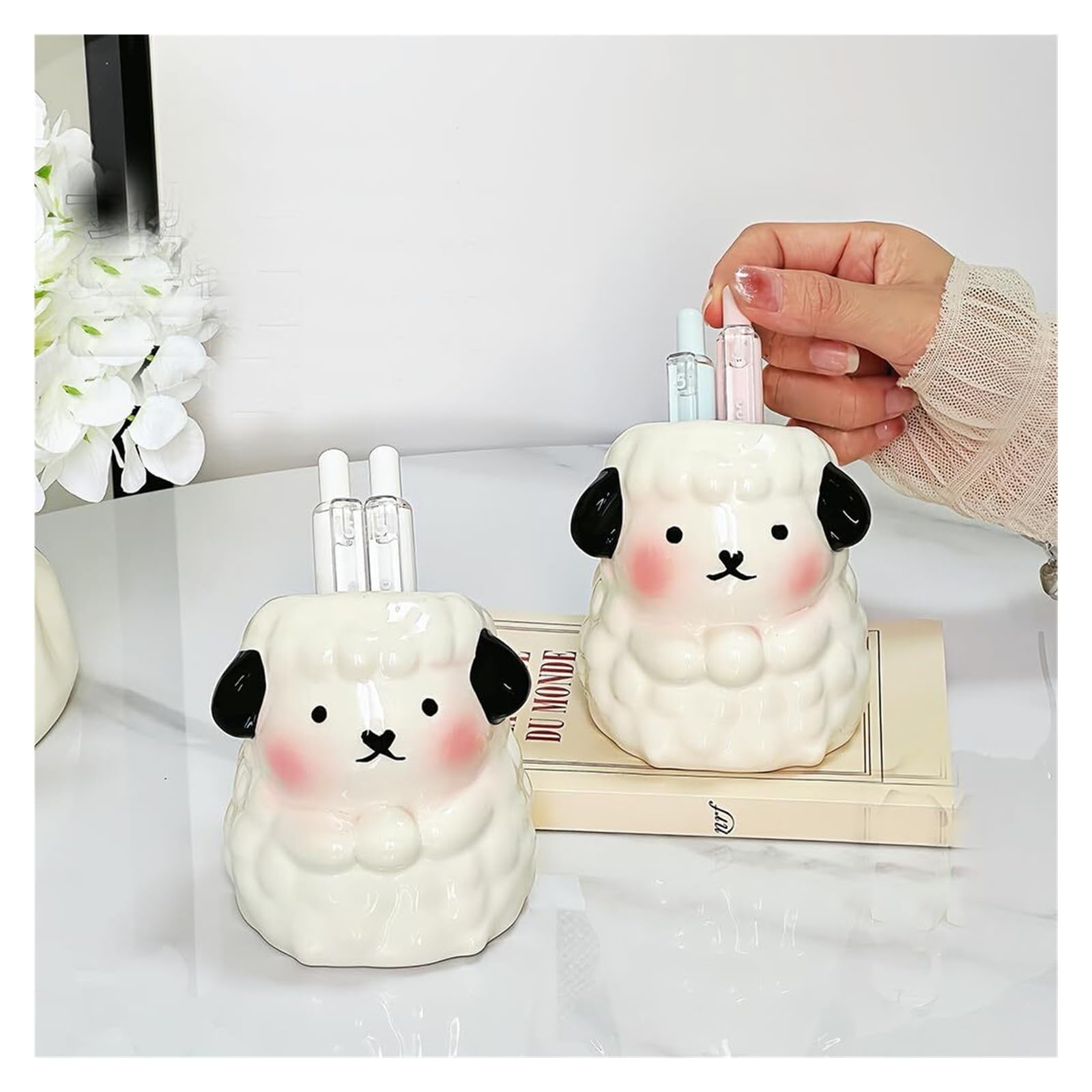 Soportes para cepillos de Dientes Portacepillos de Dientes eléctrico cerámica con ovejas Dibujos Animados Organizador de Accesorios
