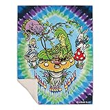 Liquid Blue Men's Wonderland All Mad Here Tie Dye Warm Fleece Throw Blanket, Multi, 50' X 60'