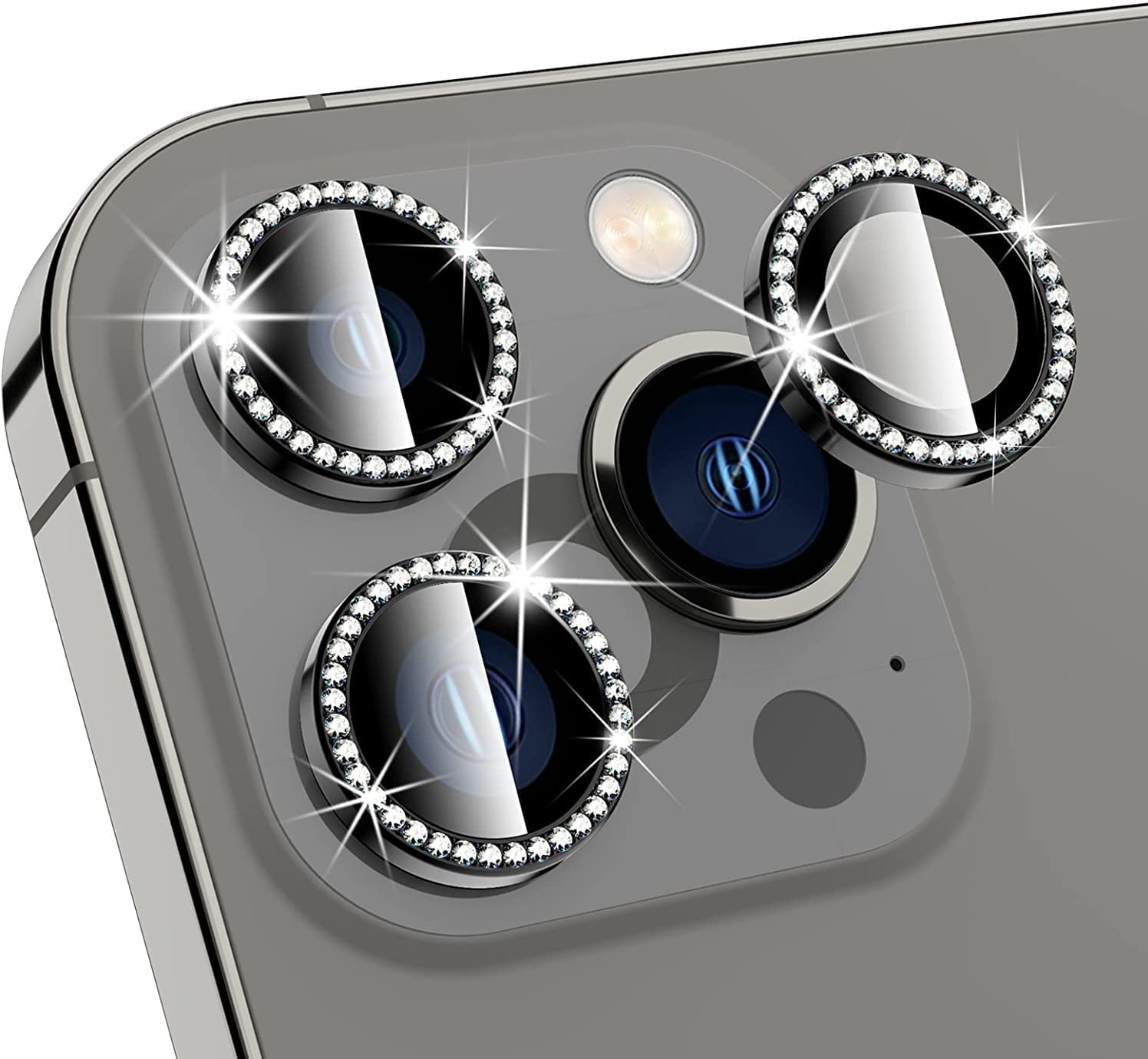 ELEF Camera Lens Protector Stone Ring for iPhone 13 Pro Max,iPhone 13 Pro-Black