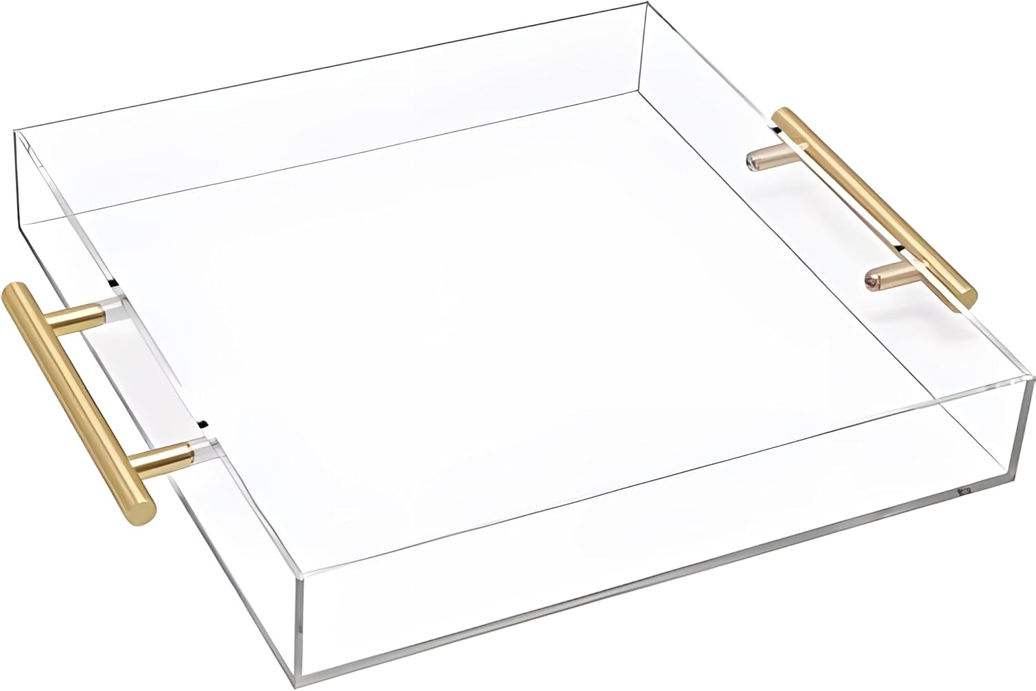 SupperAcrylic 12x12 Clear Acrylic Serving Tray with Gold