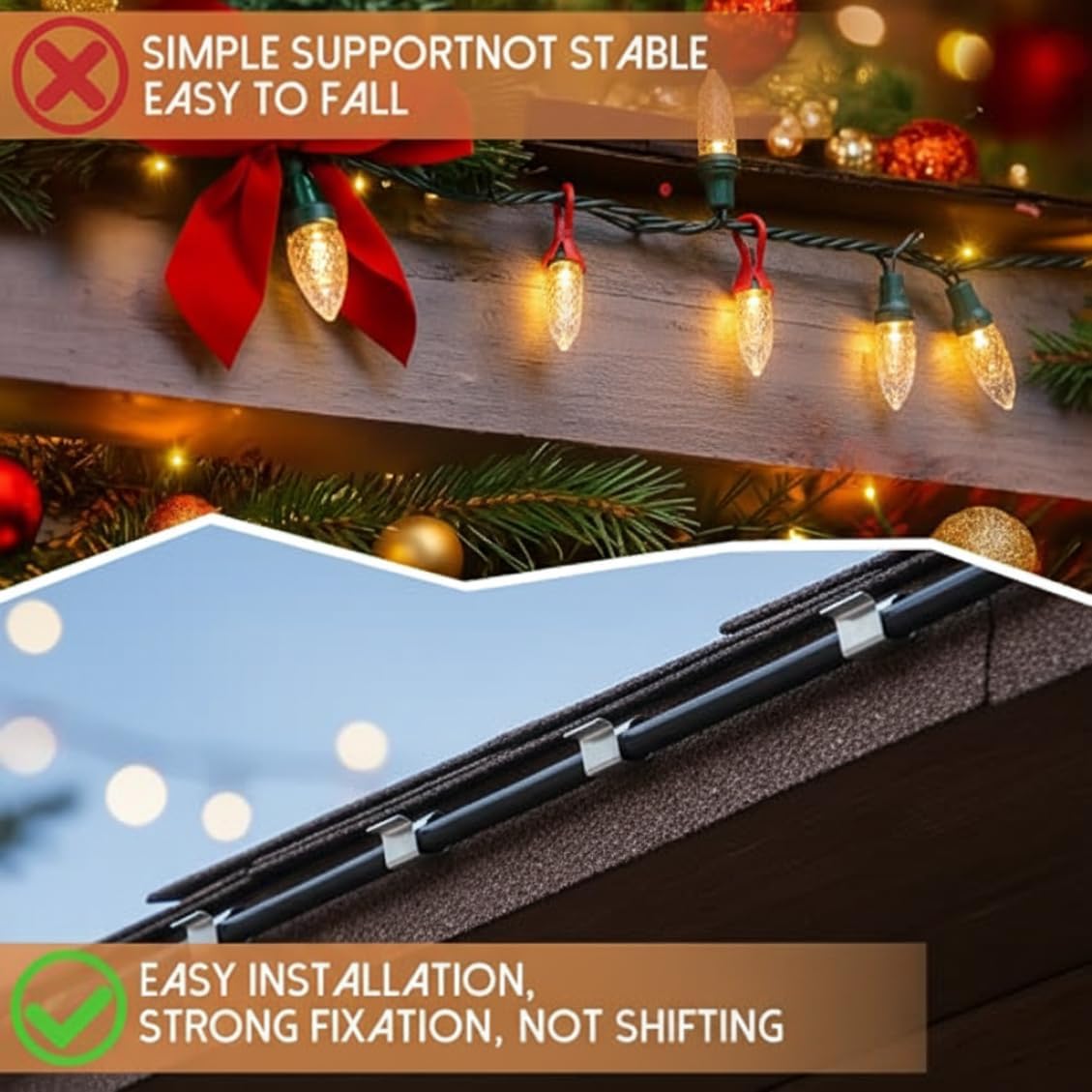 Galvanized Christmas Gutter Hook Clips 100 Pcs for String Lights Rust-Resistant Outdoor Hanging Decor, Outdoor Holiday Light Gutter Hangers
