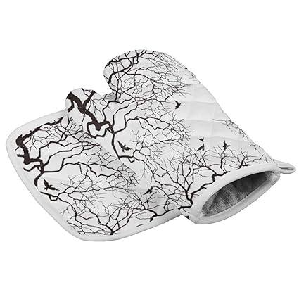 Animal Insulation Gloves and Pot Holders Polyester Heavy Duty Cooking Gloves for Cooking Baking Grilling Pot Holders Sets 2 PCS Dead Branches and Flying Eagles