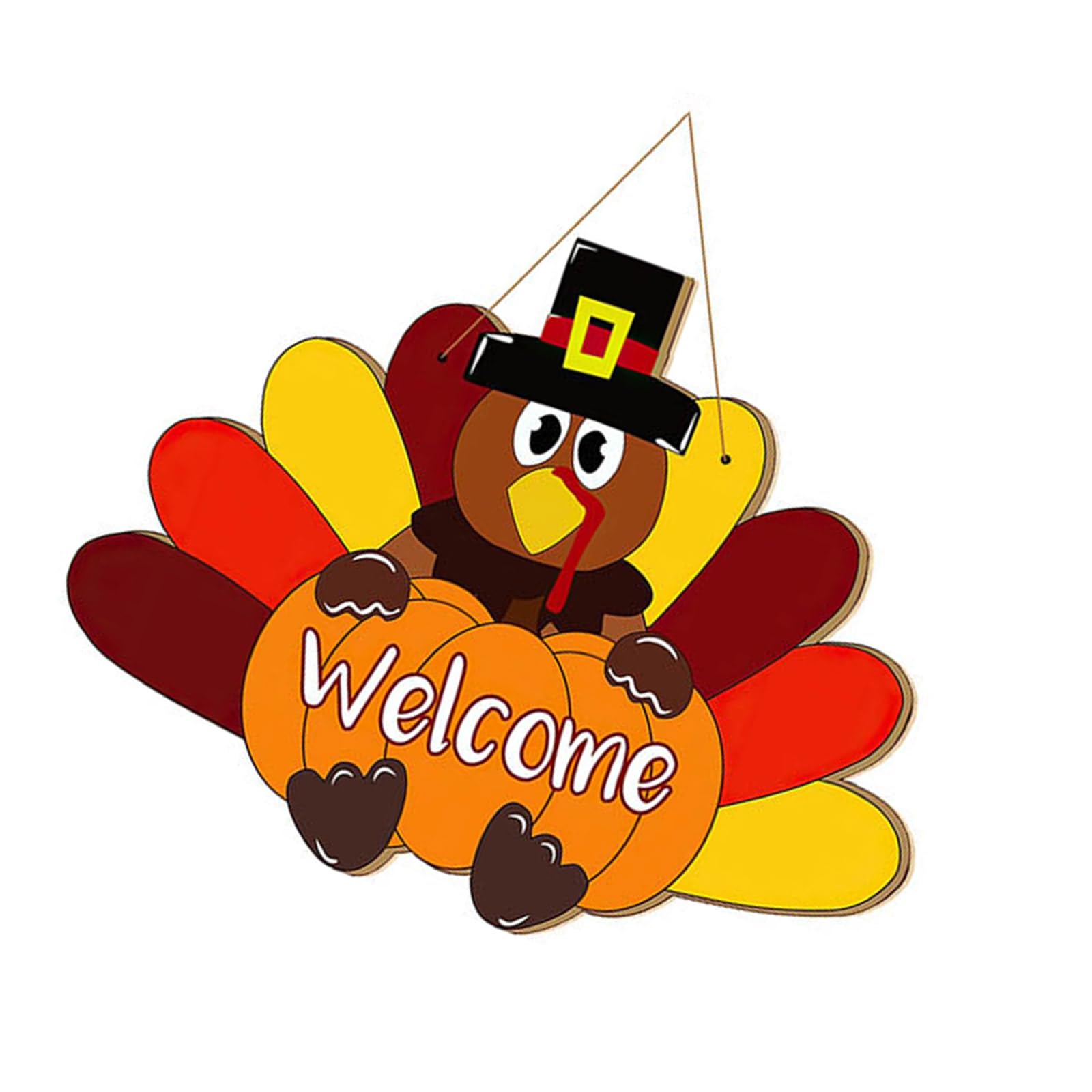 Jazuaiao Wood Thanksgiving Welcome Sign Turkey Gobble Sign Front Door Hanger Autumn Decoration for Front Door Window Hanger Wreath