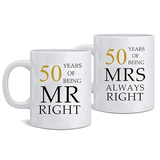 Kwieema 50th Wedding Anniversary for Couples, Golden 50th Anniversary for Parents, 50th Wedding Anniversary Coffee Mugs Grandparents Couples Mugs 50 Year Parents Anniversary Mug