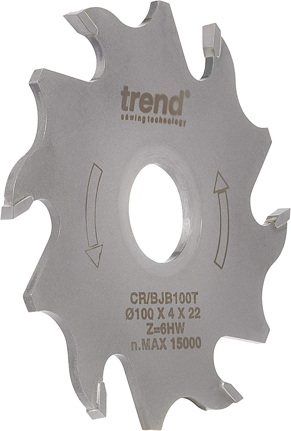 Trend Lama per giuntatrice biscotti 100 mm x 22 mm, 6T, TCT | Lama TCT di precisione per giuntatrici biscotti, Ø100 mm, foro 22 mm, 6 denti e +18° di gancio, CR/BJB100T
