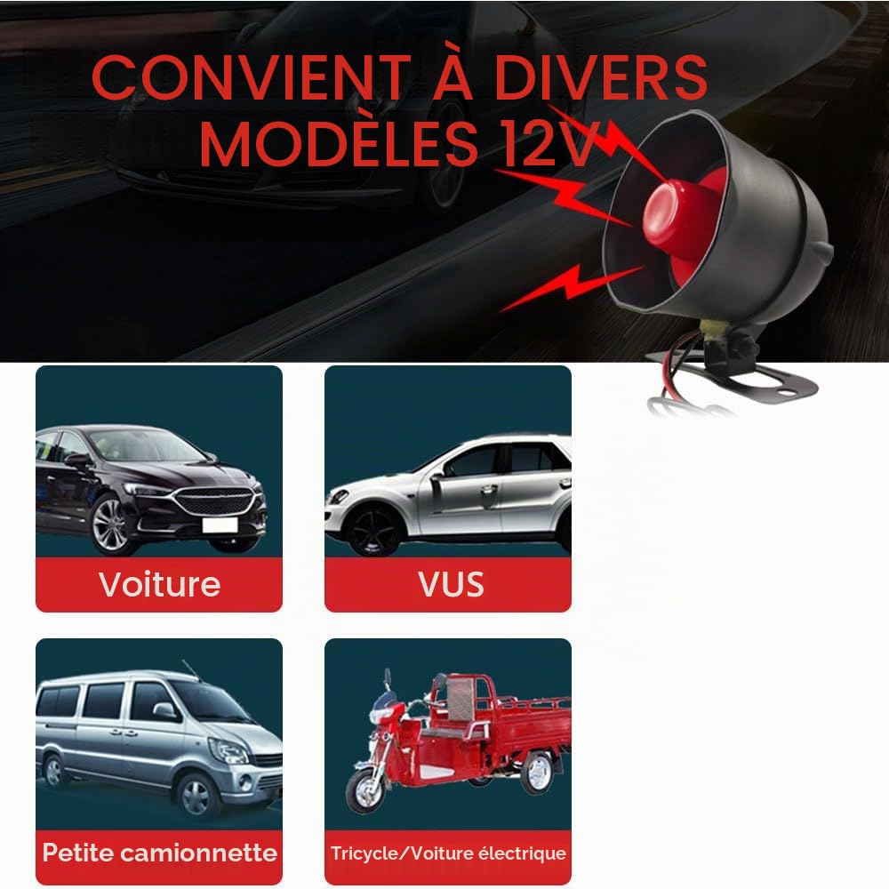 Alarme Universelle de Voiture, système de Protection antivol avec télécommandes, adapté aux Voitures DC12V