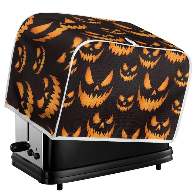 Kuiaobaty Halloween Pumpkins Toaster Cover 2 Slice, Scary Pumpkin Print Kitchen Accessories Toaster Cover with Hook, Kitchen Decor,M