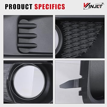 Winjet Fog Light Bezels For 2015 2016 2017 Subaru WRX/STI, Black PC Material Fog Light Cover Replacement, A Pair Fog Light Bezel Cover Driver & Passenger Side Fog Lamp Bezels