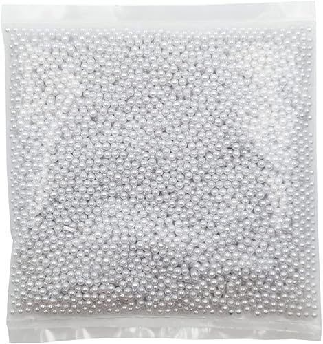 INSPIRELLE Perlas de imitación de ABS pulido blanco de 0.157 in sin perforar para rellenos de jarrón, 6000 cuentas redondas de imitación sin agujero