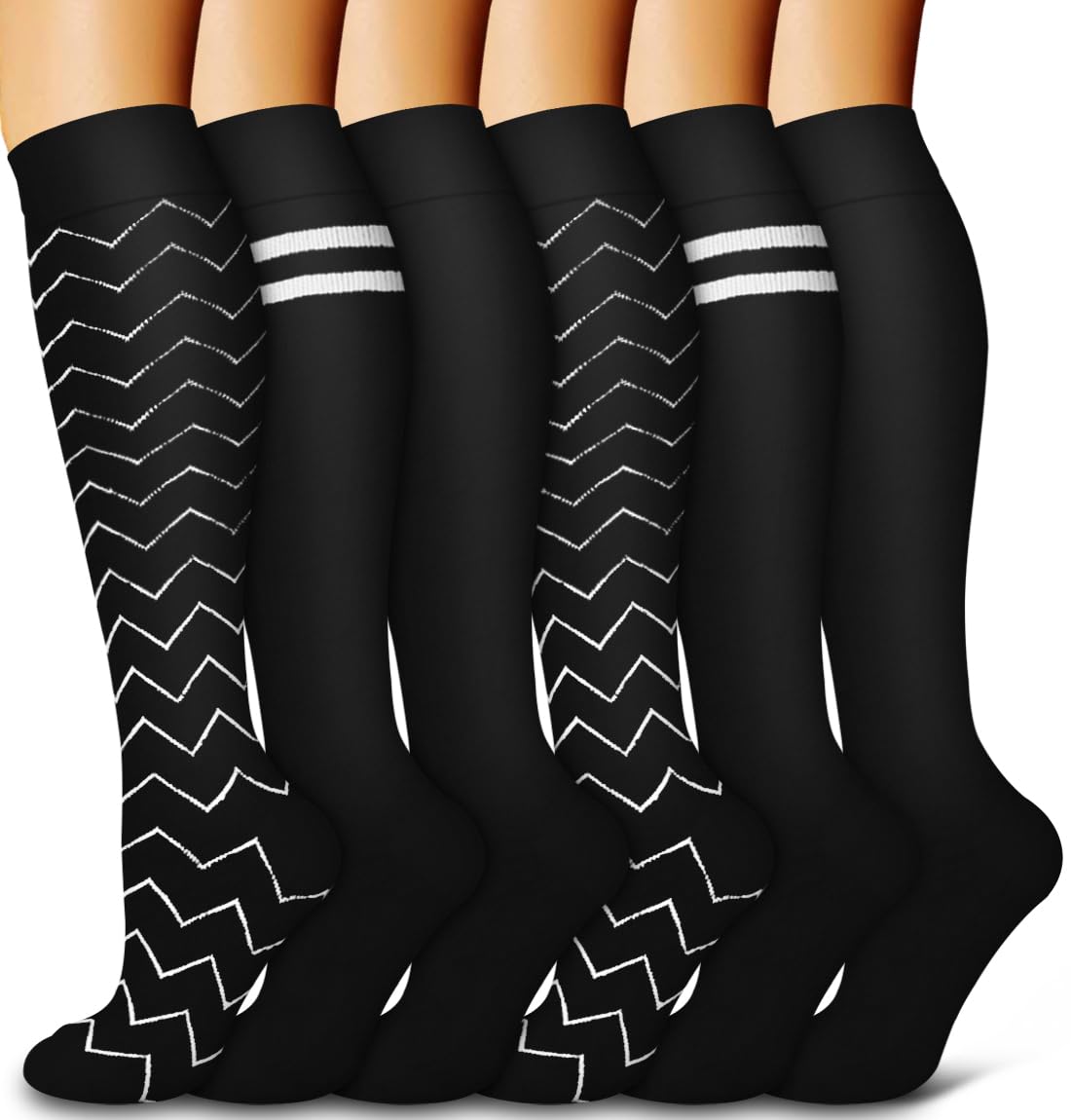 6 Pack Copper Compression Socks for Women and Men Circulation-Best Support for Medical,Running,Nursing,Athletic