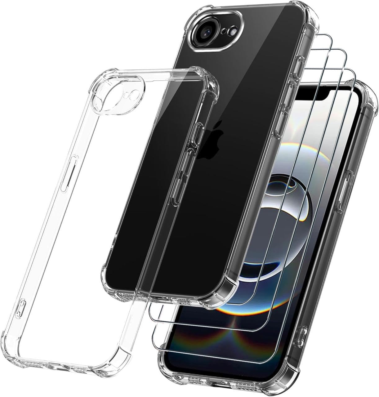 Acrylic Transparent Shockproof Case + Tempered Glass For IPhone 16e (E Edition) 9 thumbnail image