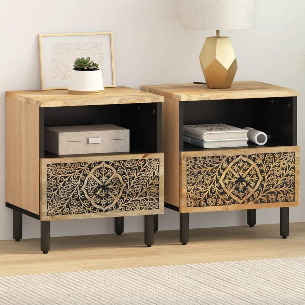 Table de chevet en bois massif durable et design vintage authentique