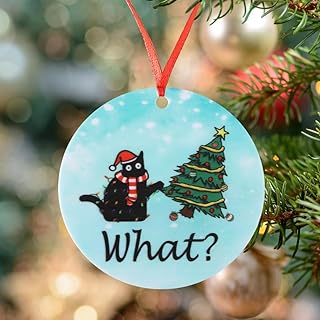 Christmas Ornaments Tree Decorations Hanging Ornaments for 1pc Round Acrylic Cat Lover Gifts for Women Holiday Party Outdoor Indoor Home Decor