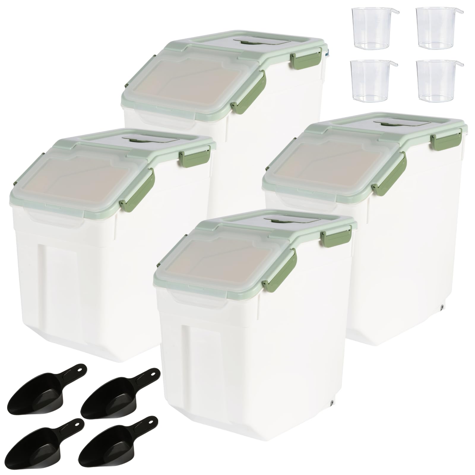 View 1 of ***2 out of 4 have lids broken***
Food Grade 25lb Rice Flour Container for Kitchen Counter, 4pcs, Green