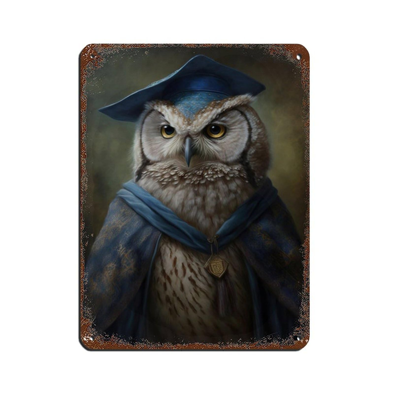 Scholar Owl Vintage Poster, Victorian Owl Wizard Retro Poster Metal Tin Sign Chic Art Retro Iron Painting Bar People Cave Cafe Family Garage Poster Wall Decoration 12x16inch(30x40cm)