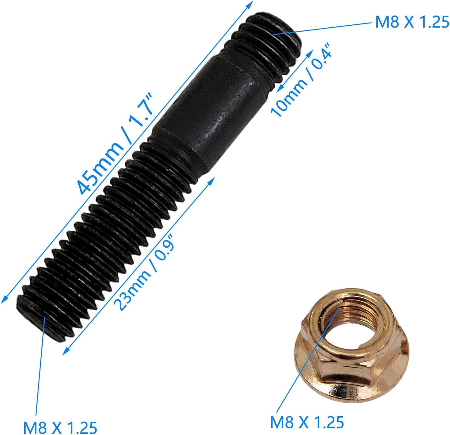 Set di 16 bulloni per collettore di scarico M8 x 45 mm, compatibili con Nissan