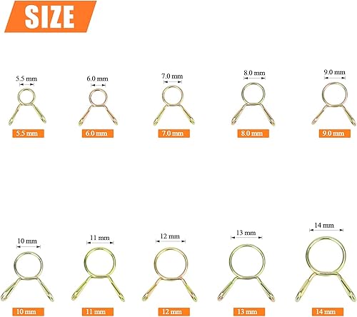 Miniatura 4 de HELIFOUNER 300 piezas de manguera de línea de combustible de 10 tamaños, tubería de agua, tubos de aire, clips de resorte, kit surtido de