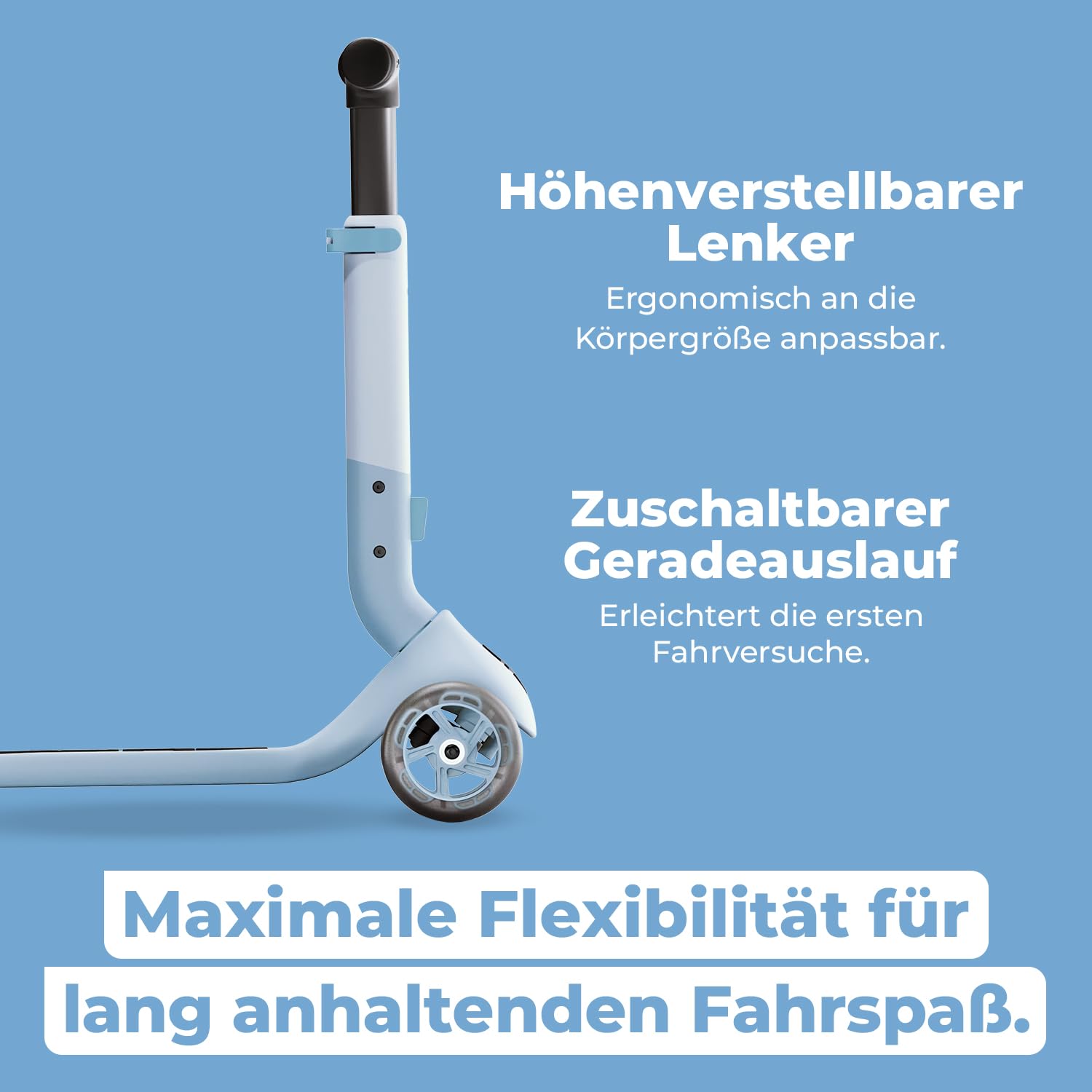 PUKY Push | Kinderroller ab 2 Jahre | Kinderroller ab 3 Jahre | Höhenverstellbarer Lenker | Klappbar & Kompakt | Extra breite Reifen für mehr Sicherheit | Leuchtende Räder | Roller 3 Räder
