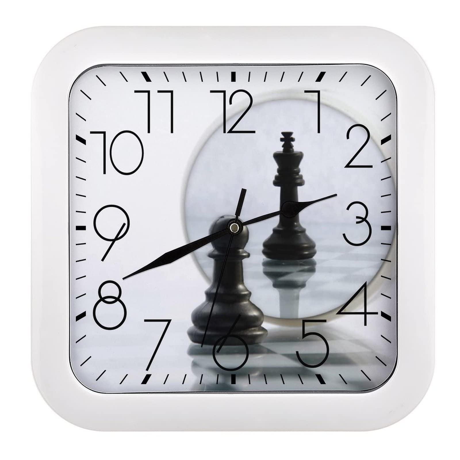 Horloge murale carrée échecs grands chiffres cadeau salon
