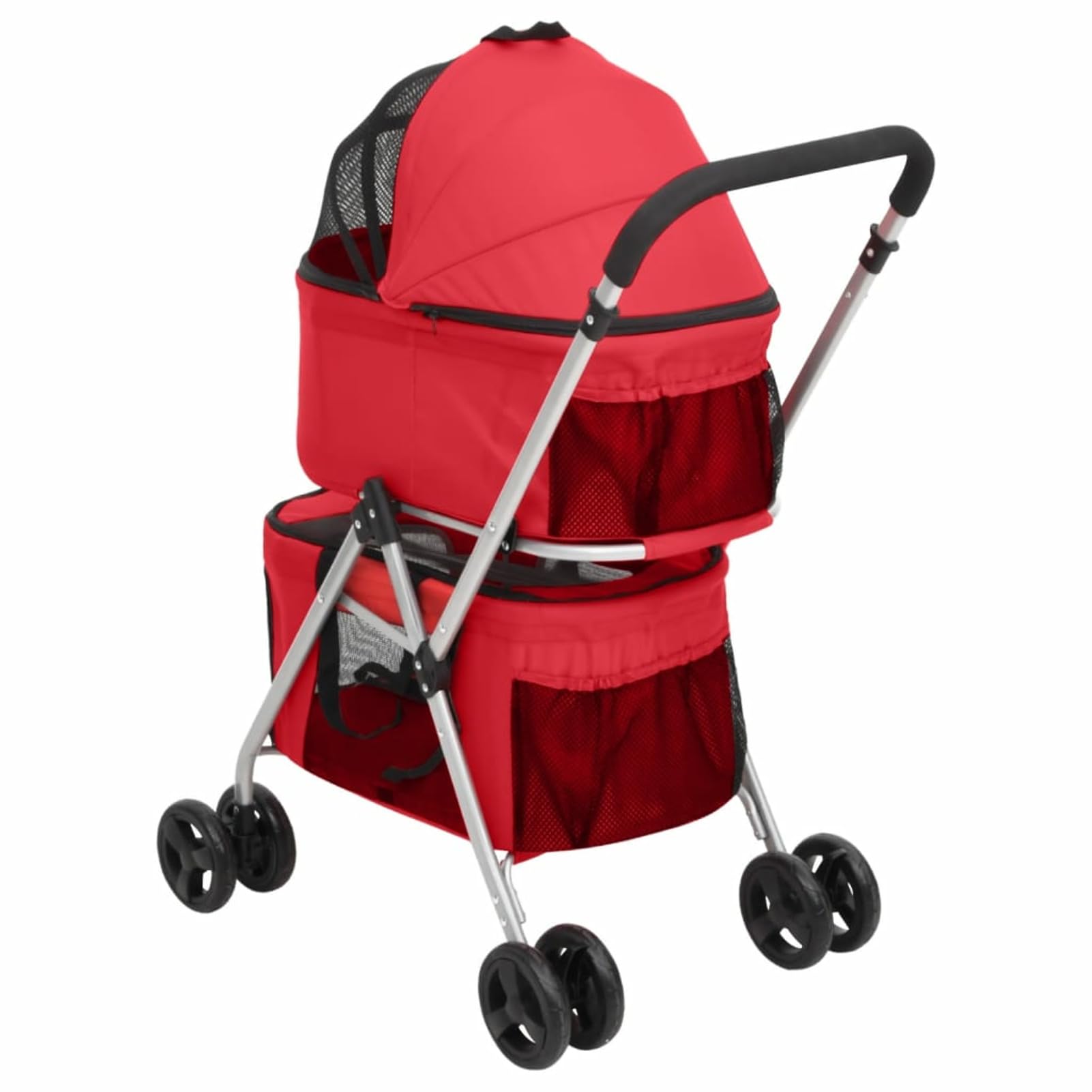 Homgoday 2-warstwowy składany wózek dla psa czerwony 83 x 48 x 97 cm tkanina Oxford Wózki dziecięce i wózki dla zwierząt domowych artykuły dla zwierząt