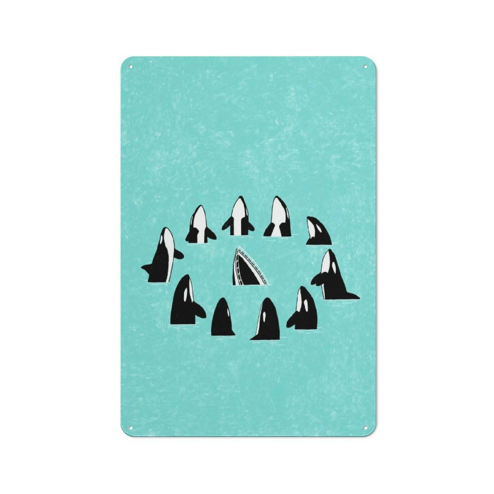 Tin Wall Plaque 30x20cm with Whale War for Garage Or Workshop, for An Autumn Wall Display in Garage And Workshop