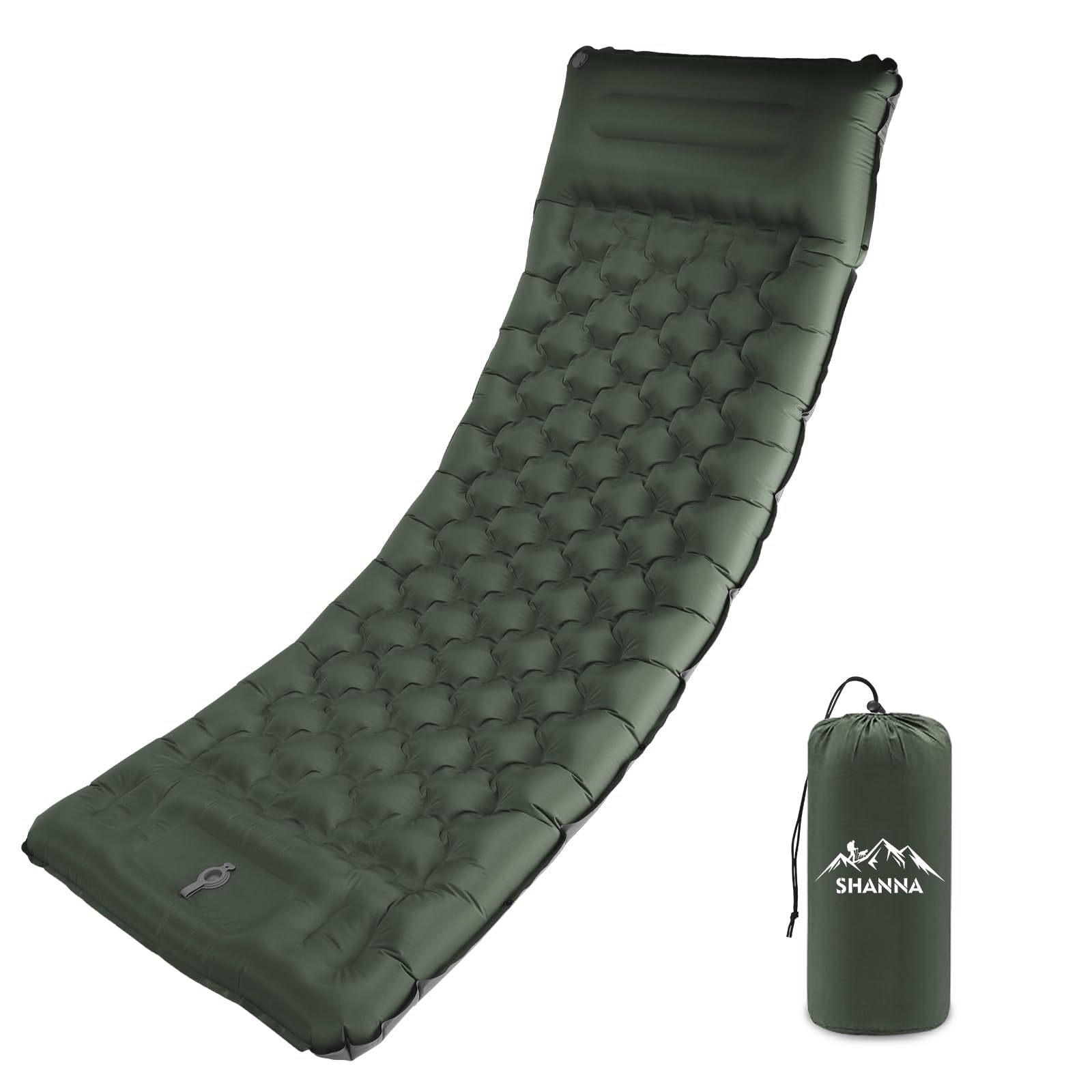 SHANNA Isomatte Outdoor Camping Luftmatratze: Verdicktes 12cm Aufblasbare Schlafmatte mit FußpressePumpe Leicht und Kompaktaufblasbare Matratze mit Aufblasbarem Kissen für Strand, Zelt, Reisen