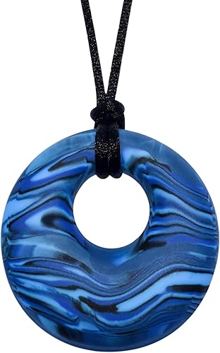 Munchables Scribbles - Collar sensorial para masticar, juguete sensorial masticable para adultos, adolescentes, niños y niñas (azul marino)