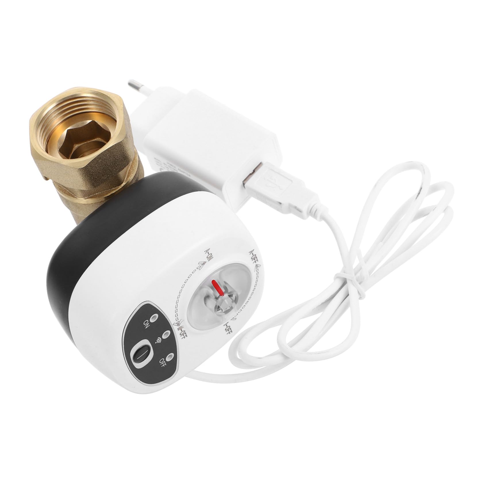 Válvula de Bola Eléctrica Inteligente Wifi Dn25, PC Abs de Color Blanco | Temporizador y Aviso de Alarma, Control Inalámbrico para Agua y Gas, Ajuste para Tuberías Exteriores