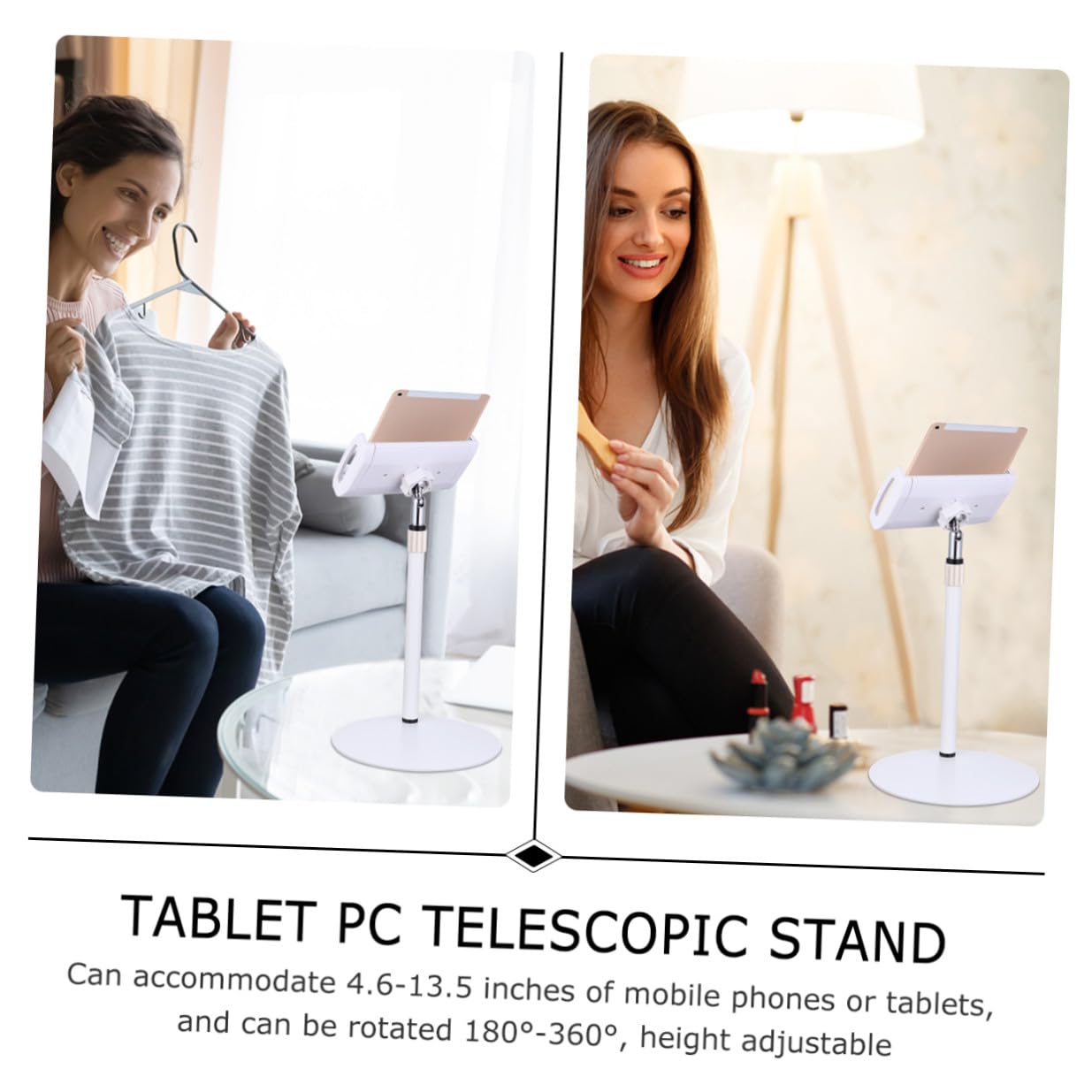 Supporto Abs Tavolo per Telescopico e Tablet da Regolabile in Metallo | Bianco, Installazione Facile, Resistente All'usura, per Telefoni e Tablet