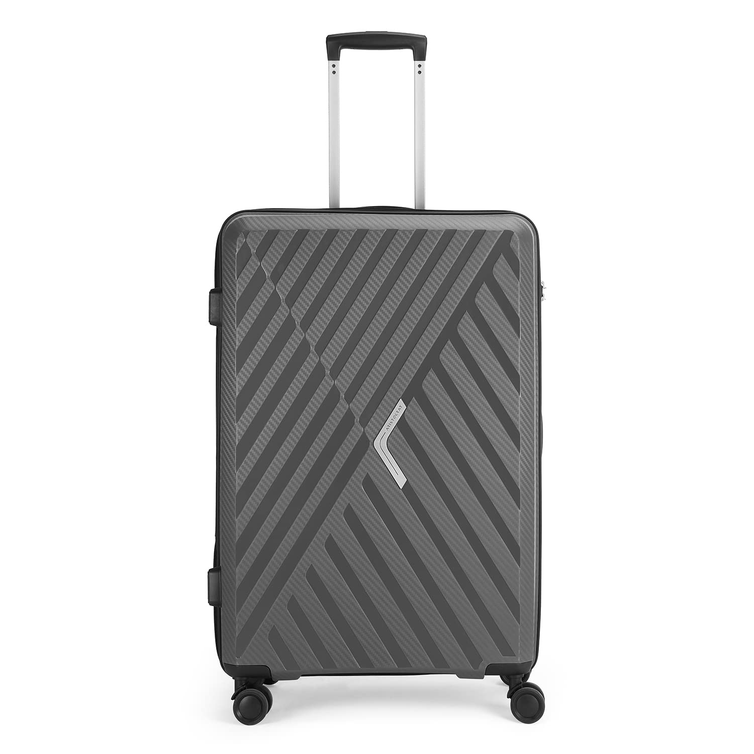 AristocratCross 80Cm Polypropylene Hardside Large Size 8 Wheels Dark Grey Speed_Wheel Trolley Suitcase