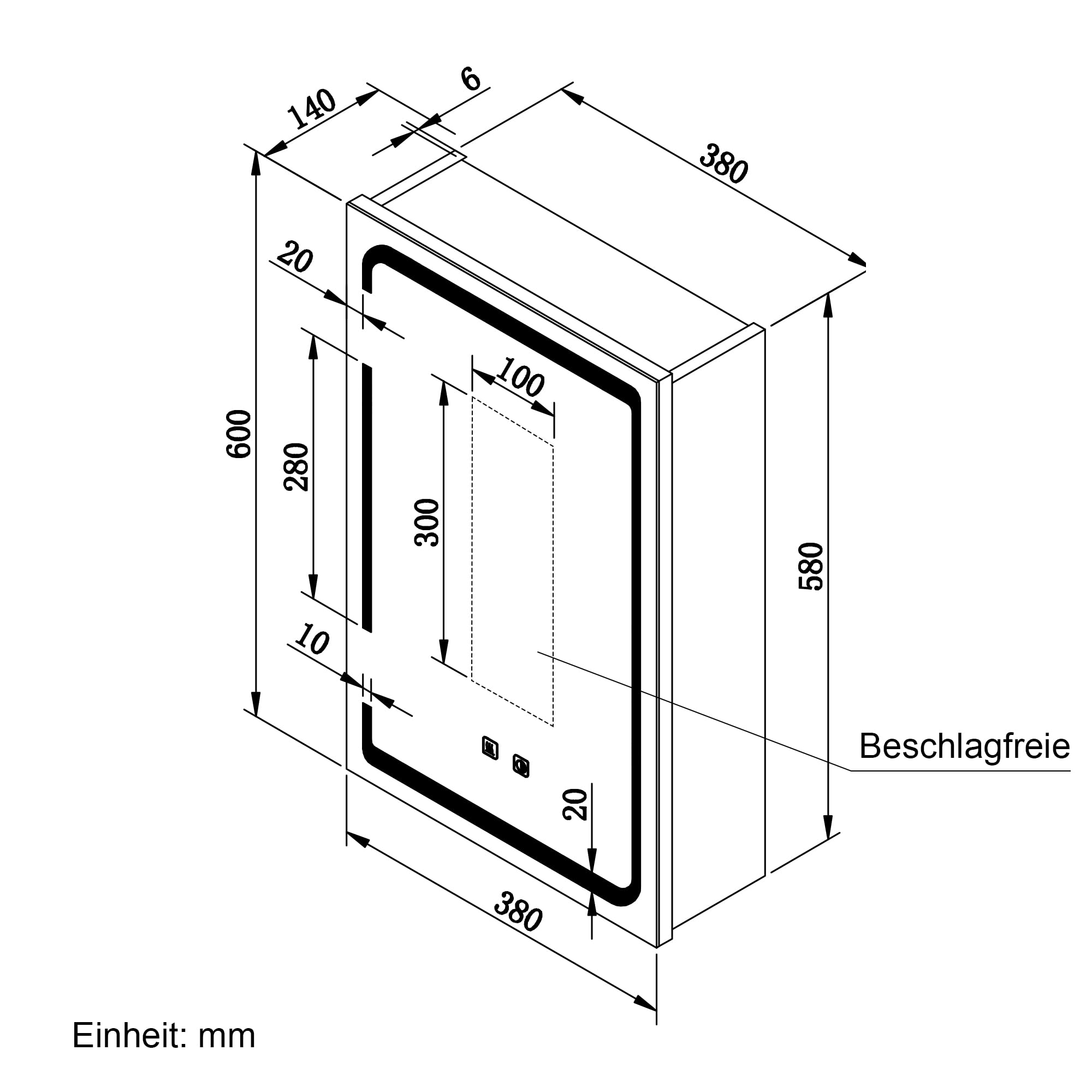 SONNI Szafka łazienkowa z lustrem LED, 60 x 38 cm, metalowa szafka z lustrem z dotykowym włącznikiem, 3 kolory światła + defogging, bezprzewodowy zawias, biała, łazienka, szafka medyczna