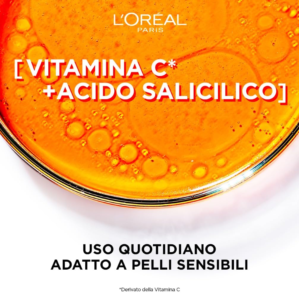 L'Oréal Paris Detergente Viso Purificante, Adatto a Pelli Sensibili, Azione Levigante e Uniformante, Pelle Morbida e Elastica, Con Vitamina C + Acido Salicilico, Revitalift, 150 ml