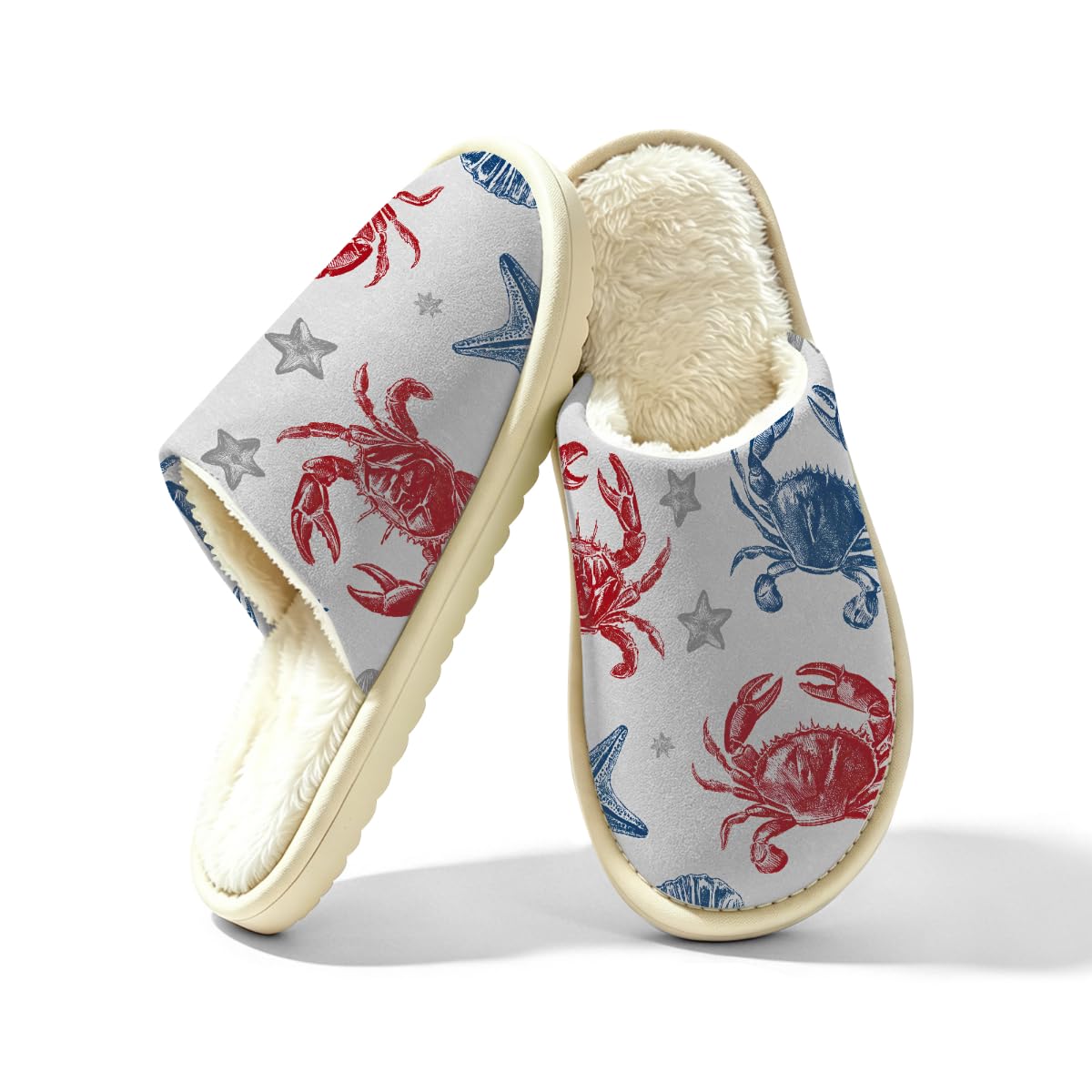 Mushroom House Slippers for Women Men Anti-Skid Indoor Fuzzy Home Shoes，