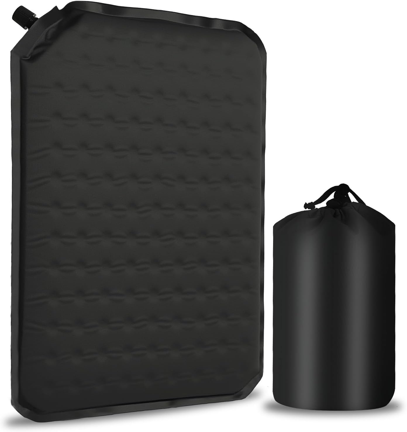 Self-Inflating Travel Seat Cushion 40 x 30 cm Memory Foam Inflatable Seat Cushion Outdoor with Carry Bag Waterproof Portable Seat Cushion Hiking for Camping Stadium Plane Car Black