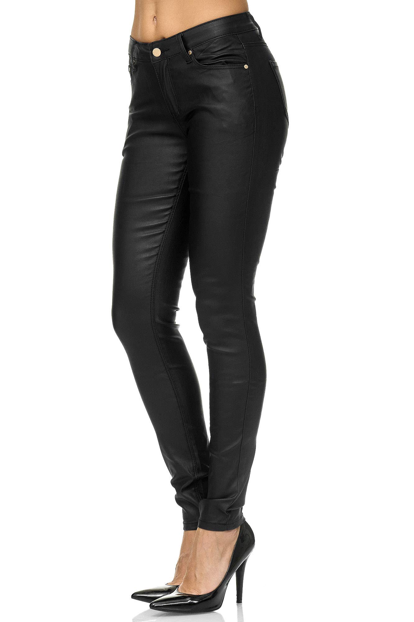 Elara Chunkyrayan Pantalon en cuir synthétique pour femme Effet push up