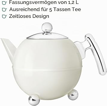 Bredemeijer Teapot Bella Ronde 12L White Chromium Fittings