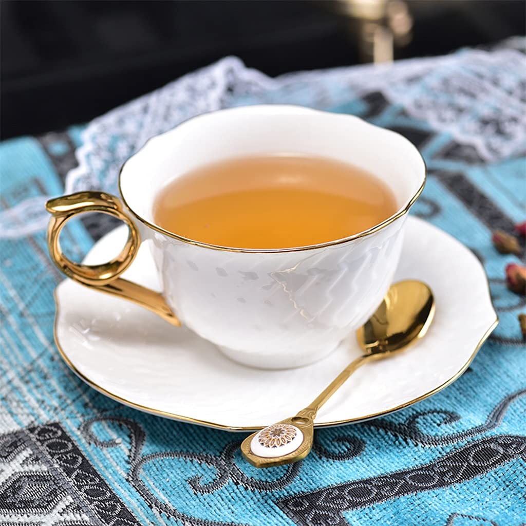 Porzellantasse wei3 zum bemalen, Teetasse und Porzellan-Untertassen Sets Kaffee-Tassen mit Untertassen 6,8 Unzen für Kaffeetränke, Latte, Café Moka und Tee für Büro und Zuhause