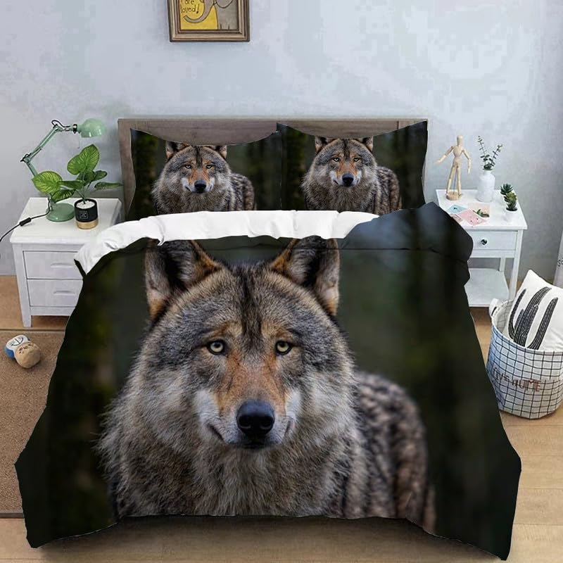 Funda nórdica lobo verde oscuro para cama 90 ideal en dormitorios juveniles
