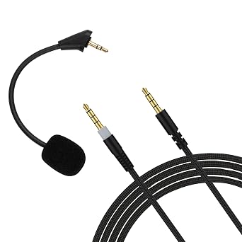 Replacement Cloud Alpha Audio Cable and Detachable Mic, Compatible with HyperX Cloud Alpha, Wired HyperX Cloud Alpha S, HyperX Cloud Alpha Cloud9, HyperX Cloud Mix