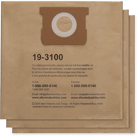 Alton Enterprises Limited Stanley 19-3100 5-8 Gallon Disposable Filter Bags for Wet/Dry...