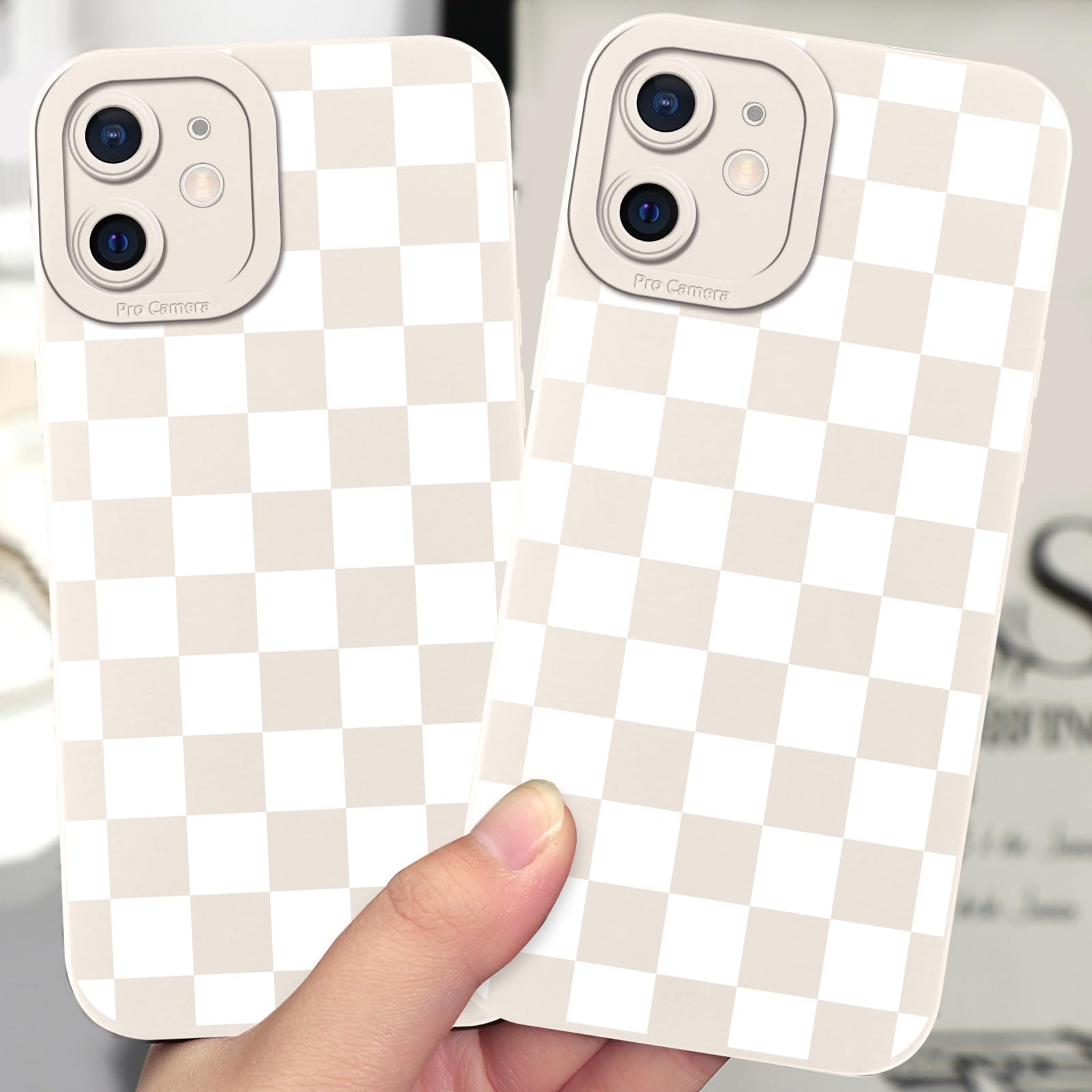 Bonita funda a cuadros para iPhone 11 de 6.1 pulgadas, diseño de celosía de ajedrez, funda estética, delgada, suave, silicona TPU a prueba de golpes, funda protectora completa para cámara para