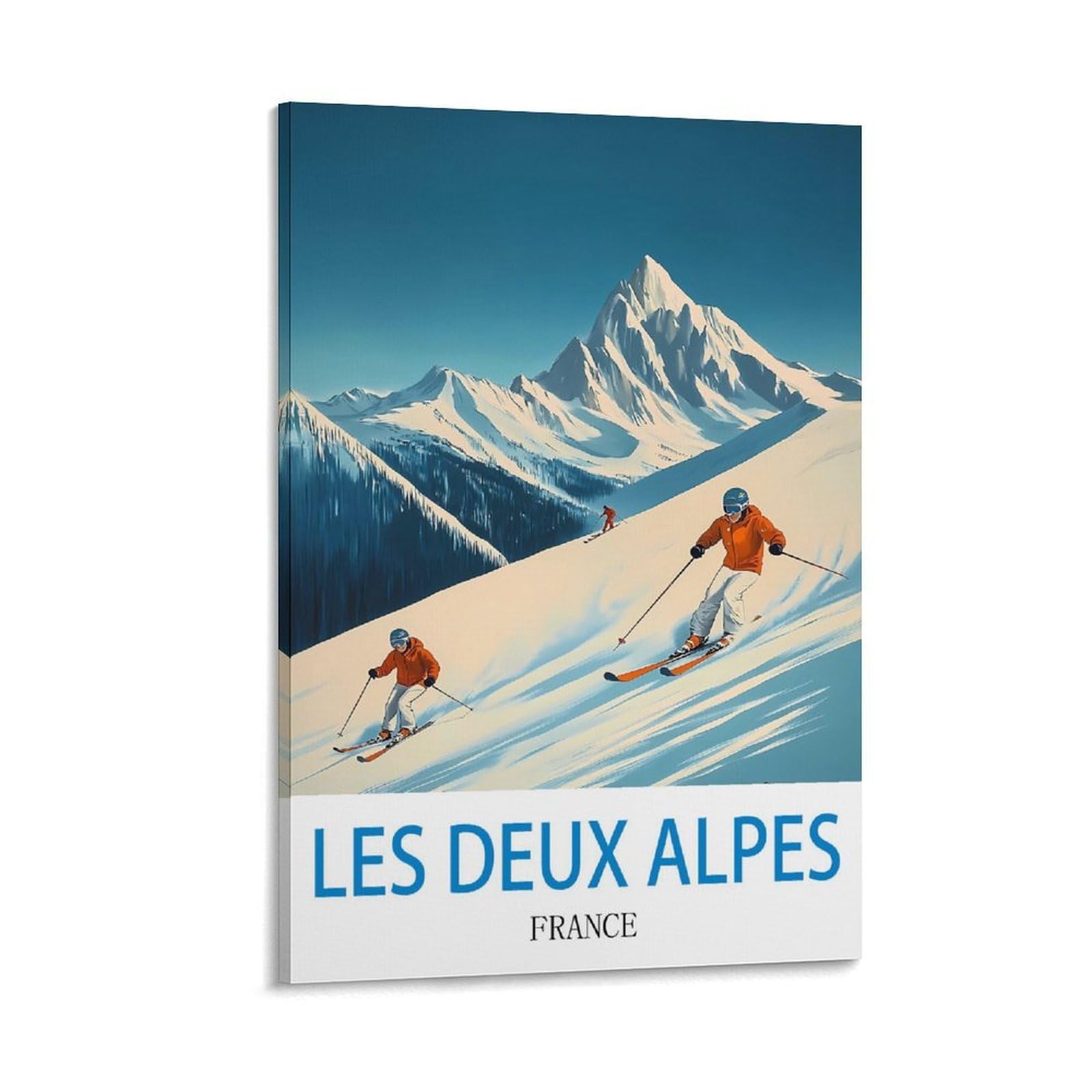 YNIEILUU Les Deux Alpes France Vintage Travel Poster 12x18inch(30x45cm) Canvas Art Painting Pictures Wall Art Prints