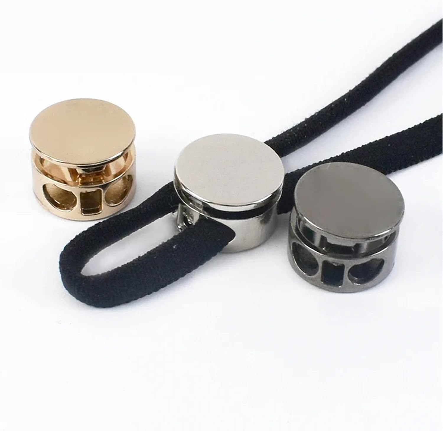 Metal Cord Locks Rope Stopper 50 Pcs 10 * 15mm Metal Cord Lock for Hat Clothes Down Jacket Stopper Cords End Adjustment Rope Locks Buckles DIY Sewing Accessories(Black)
